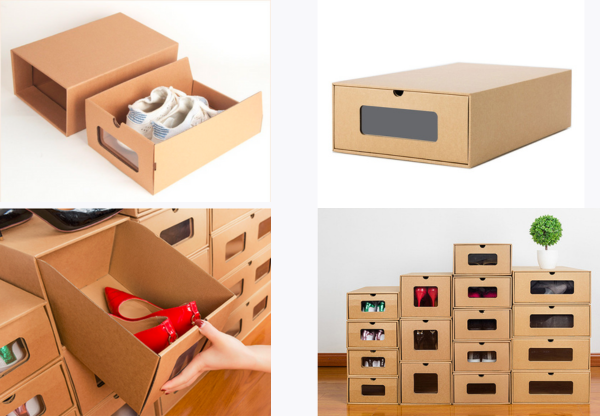 stacked drawer kraft shoes storage box