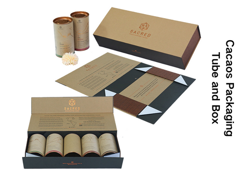 Folding cacao packaging tube and box