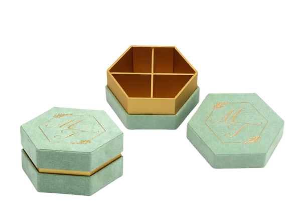 four divider hexagon paper box