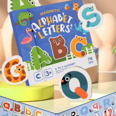 magnetic alphabet letters leaning