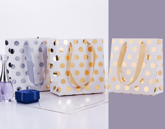 gold dots paper gift bag