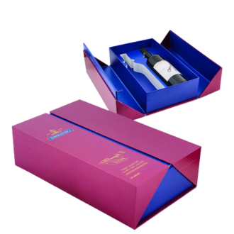 double doors opposite open two bottles of wine packaging box