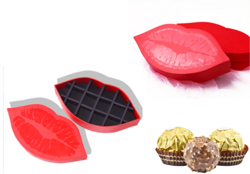 scatola di imballaggio di cioccolato a forma di labbra rosse creative