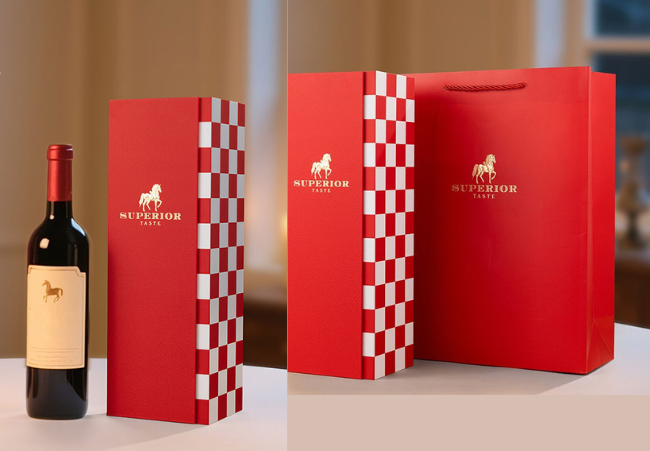 premium wine packaging box and bag set