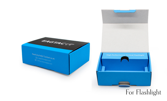 1 piece folding mailer box with cardboard tray for flashlight