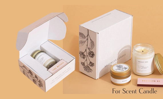 Mailer box with Folding cardboard tray for candles