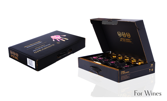 large handle mailer box with tab for 6 bottles of wine box