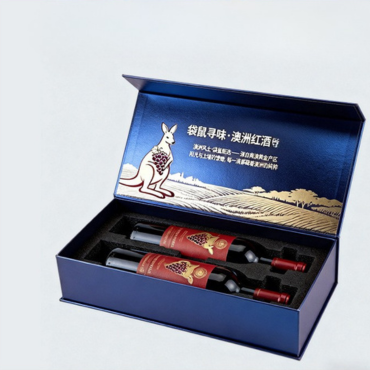 Kotak Hadiah Wain Berkilat Penutup Magnetik 2 Botol